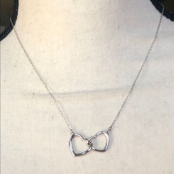 Source Unknown Jewelry - NWOT 925 dainty chain double heart necklace